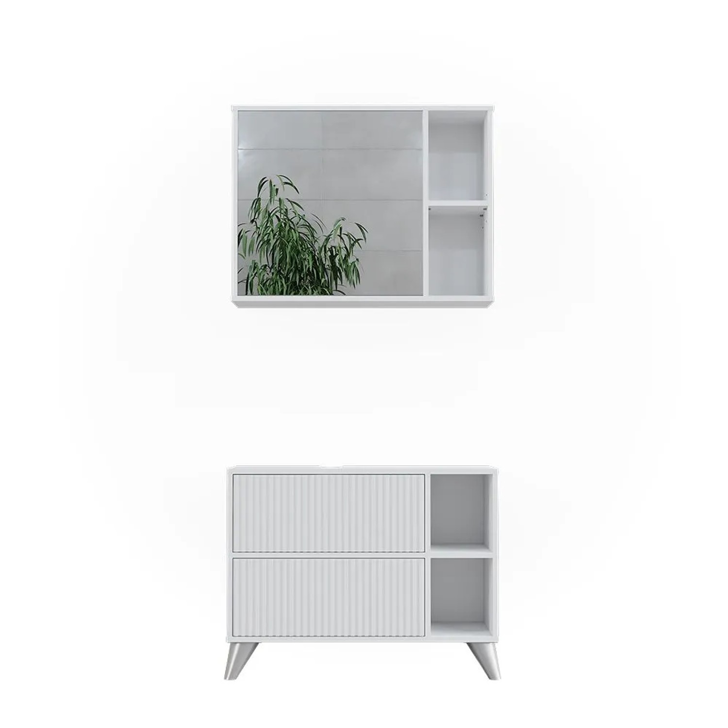 Vicco Badmöbel-Set Leano Weiß 80 x 62 2-teilig