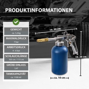 TRUTZHOLM Druckbecherpistole mit blauem 1100 ml Tank zur Hohlraumversiegelung.