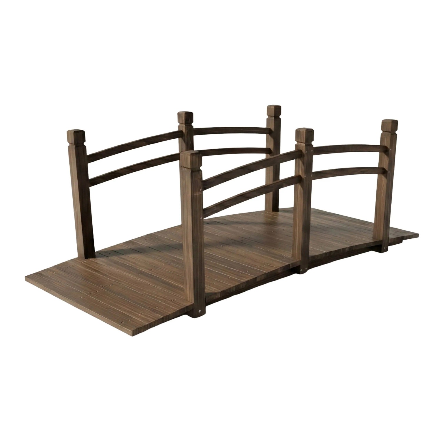 Relaxdays Gartenbrücke Tannenholz Braun Wetterfest 55 cm x 150 cm x 67 cm 150 kg