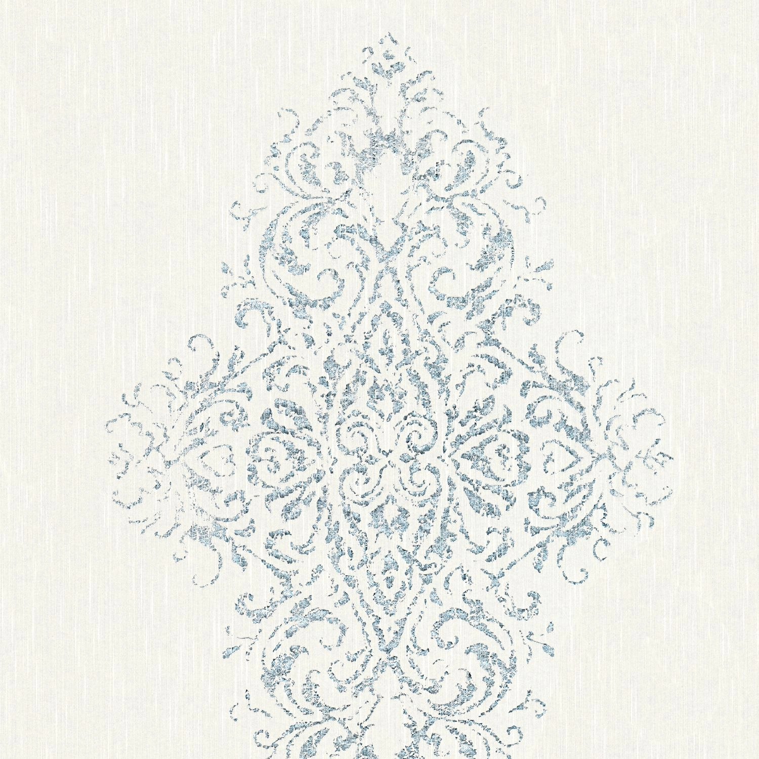 PROFHOME 319451-GU Barock Tapete Ornament Matt Weiß Silber Blau 0,53 m x 10 günstig online kaufen