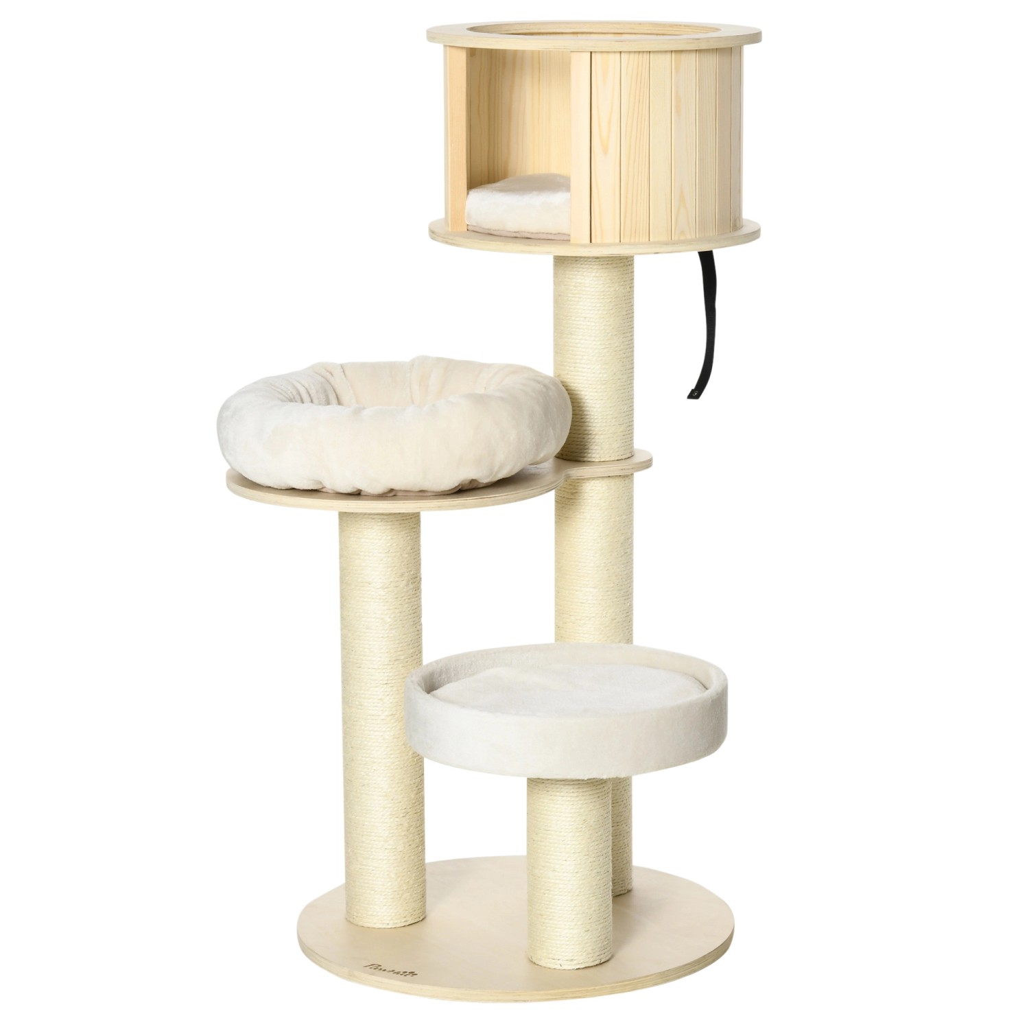 PawHut Kratzbaum mit 3 Ebenen Spielbälle 59,5 x 59,5 x 122 cm