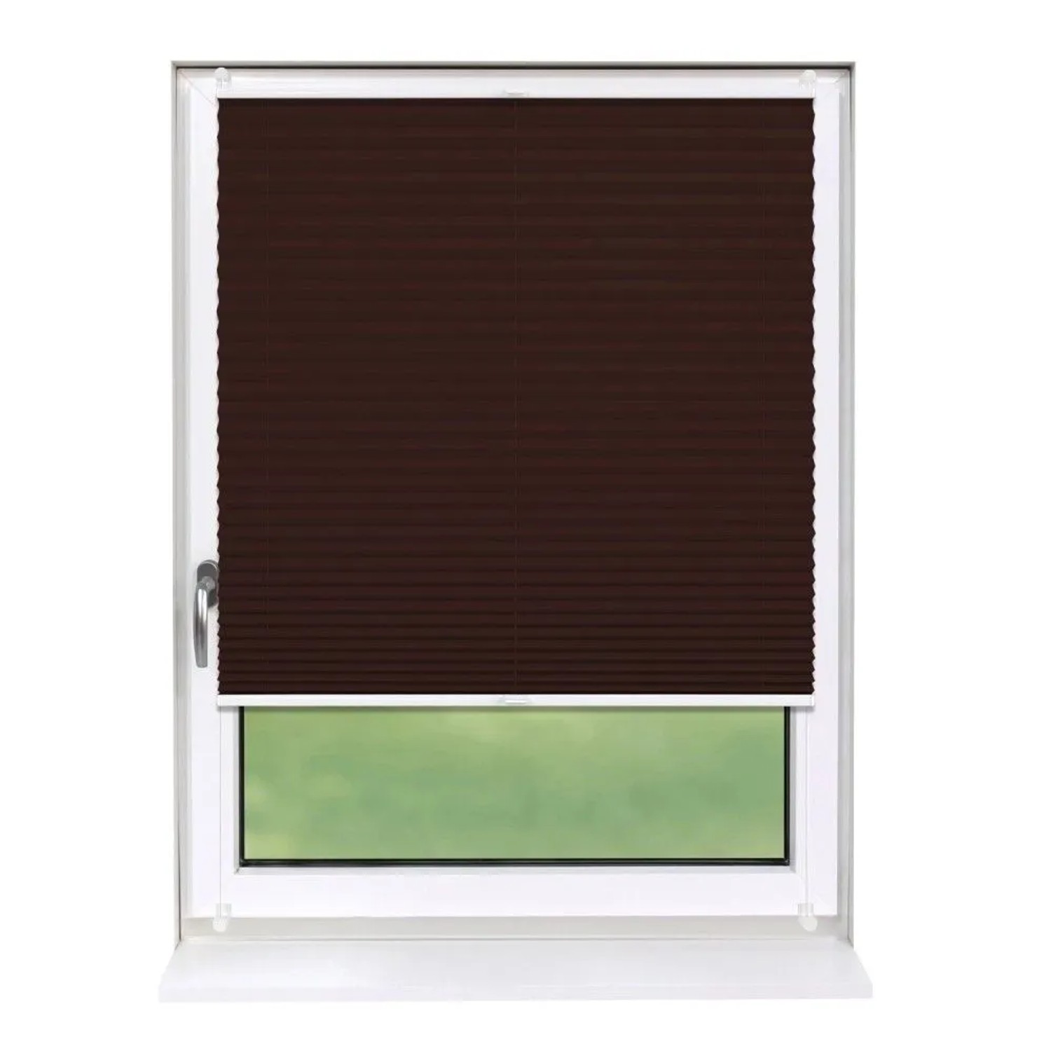 Deco-Raum Plissee Basic ohne Bohren 105x150cm Dunkelbraun Blickdicht Klemmfix