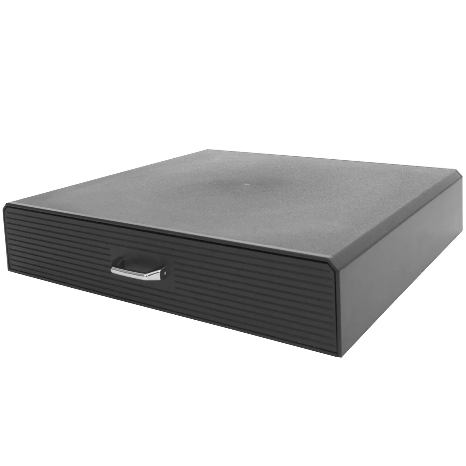 Schwarze MCW Schubladenbox L98 für Kaffeekapseln, Aufbewahrungsbox mit Schublade und silbernem Griff.