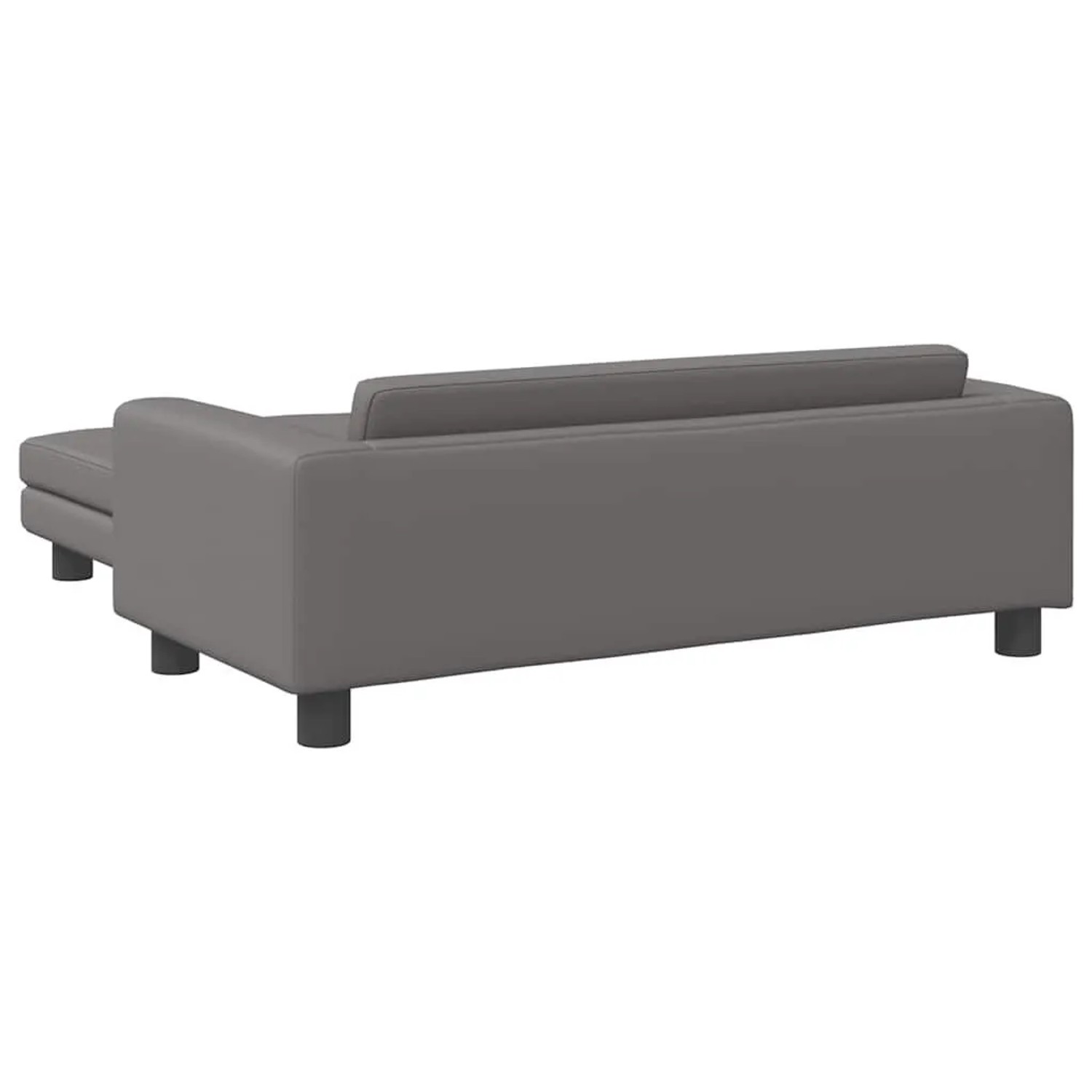 Graues vidaXL Hundebett mit Verlängerung aus Kunstleder, Rückansicht.
