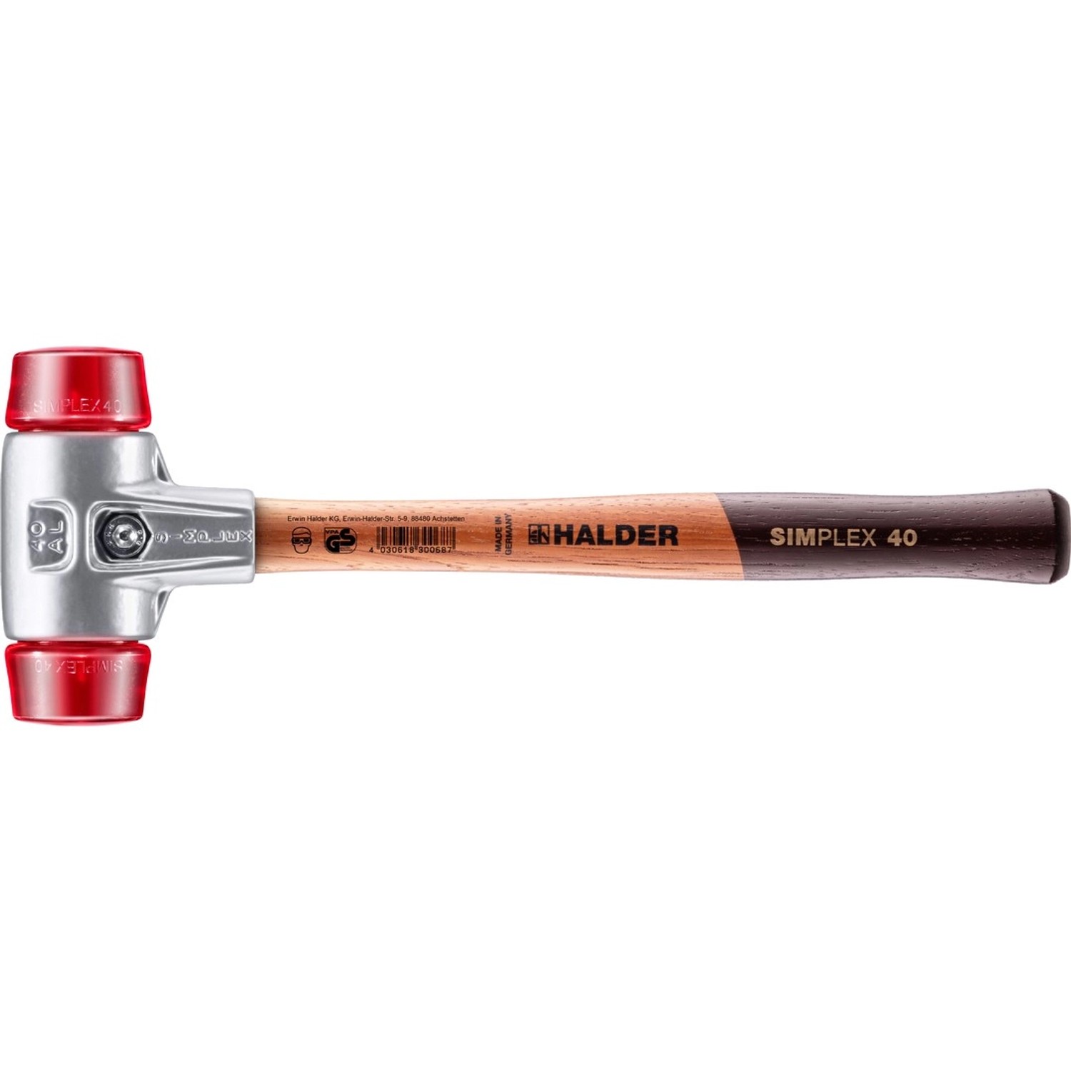 Halder Simplex Schonhammer Ø 40 mm Plastik Rot mit Aluminiumgehäuse günstig online kaufen
