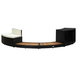 vidaXL Whirlpool-Einfassung Schwarz Poly Rattan und Massivholz Akazie 316651