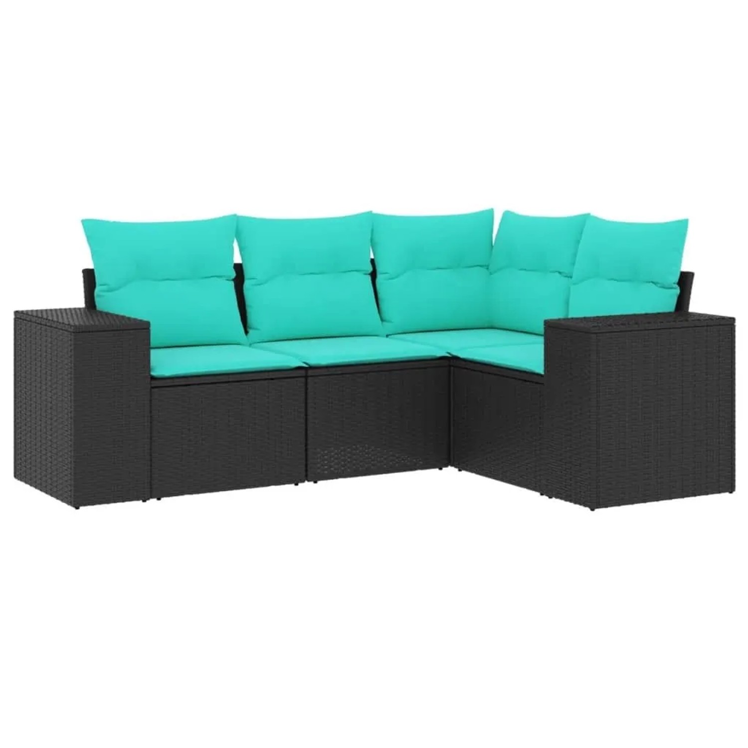 vidaXL 4-Tlg Gartensofa-Set mit Kissen Schwarzes Polyrattan 3222506 günstig online kaufen