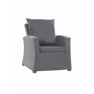 Anthrazitfarbenes Sitzkissen-Set für Polyrattan-Sessel, bestehend aus Sitz- und Rückenkissen.