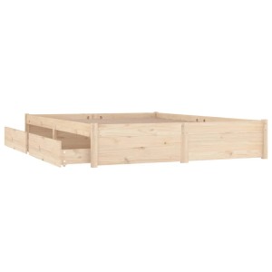 vidaXL Bett 140x200 cm mit Schubladen aus Kiefernholz, naturbelassen.