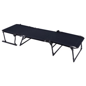 Schwarze Mojawo 2in1 Gartenliege/Gästebett mit Polster und Kopfkissen. Camping & Relaxen.