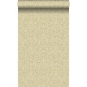 Goldene Ornament Tapete von Origin Wallcoverings, Rolle mit Muster für klassische Wandgestaltung.