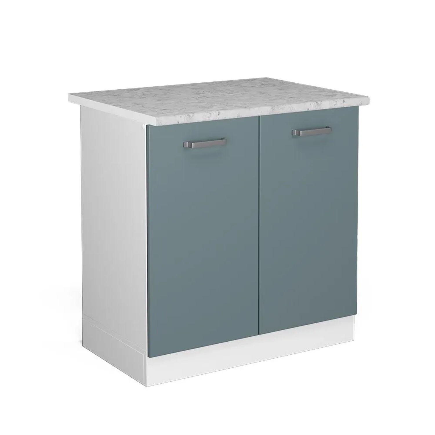 Vicco Spülenunterschrank R-Line Küchenunterschrank für die Spüle Blau-Grau Weiß 80 cm AP Marmor