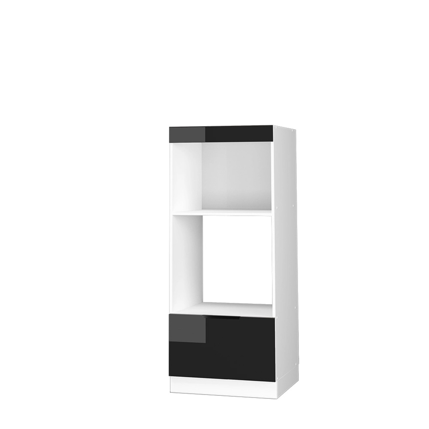Vicco Mikrowellenschrank Fame-Line Schwarz-Eiche Hochglanz/Weiß 60 cm Offen günstig online kaufen