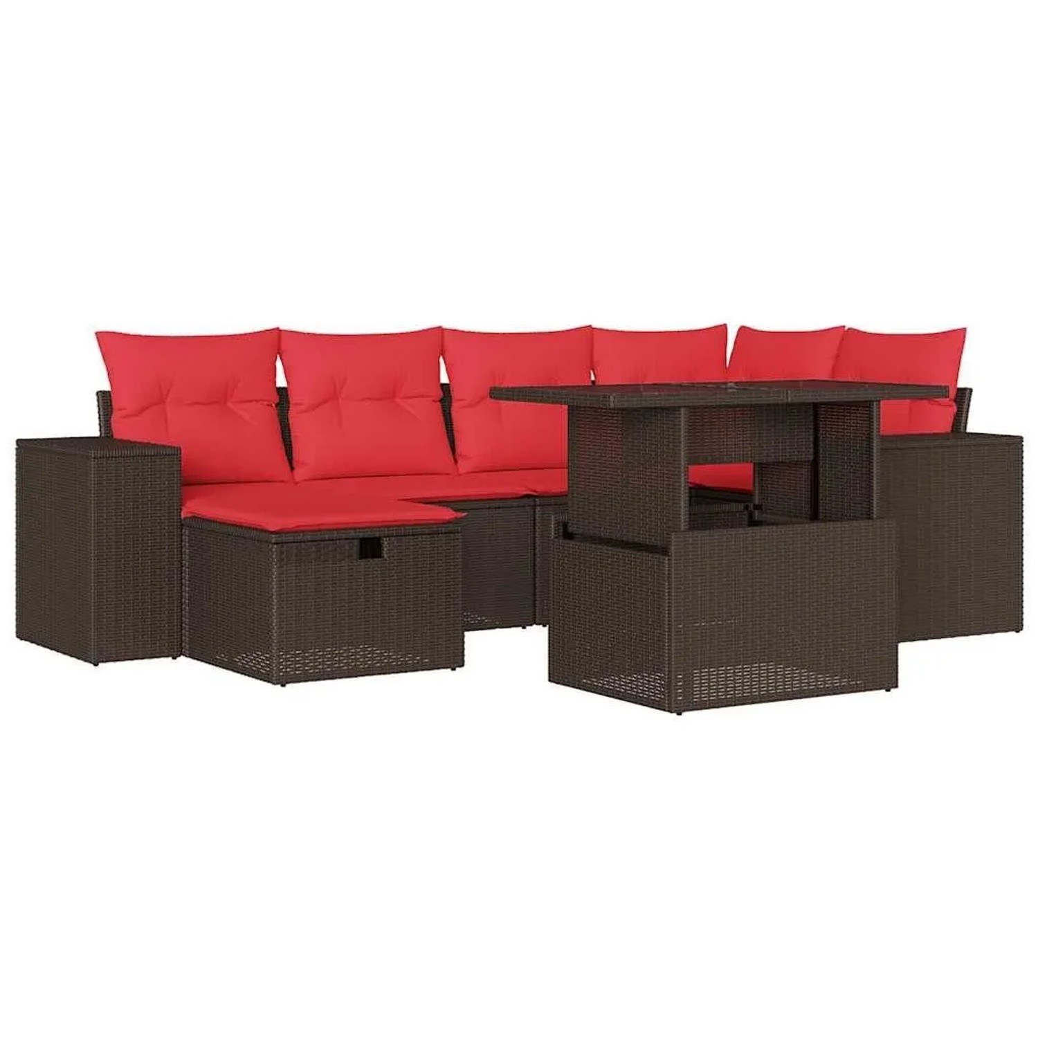 vidaXL 7-Tlg Gartensofa-Set mit Kissen Braun Polyrattan 3275304 günstig online kaufen