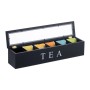 Relaxdays Teebox Bambus Schwarz mit 6 Fächern 9 cm x 43,5 cm x 9 cm 0,7 kg