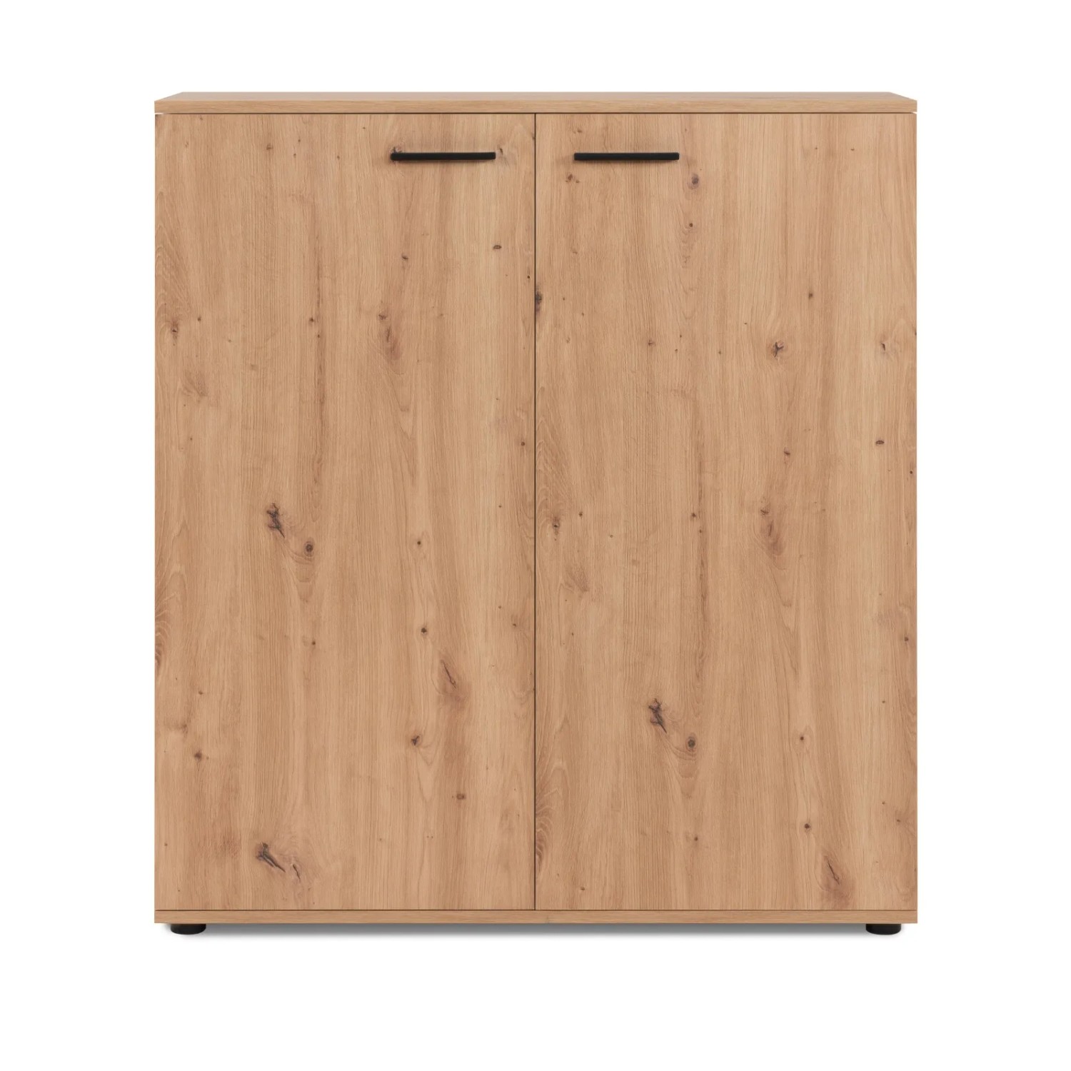 Furn.Design Schuhschrank Logu in Artisan Eiche Dekor, 2-türig, mit schwarzen Griffen. Ideal für Flur.