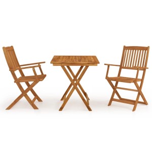 Klappbare 3-tlg. Garten-Essgruppe aus Akazienholz für den Außenbereich.