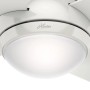 Detailaufnahme: Weißer HUNTER FANS Deckenventilator Sonic mit integrierter Beleuchtung.