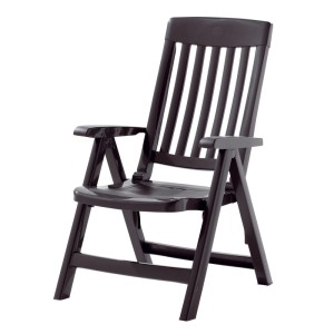 Verstellbarer Sieger Klappsessel Palma, Kunststoff, mit Armlehnen, anthrazit. Gartenstuhl.