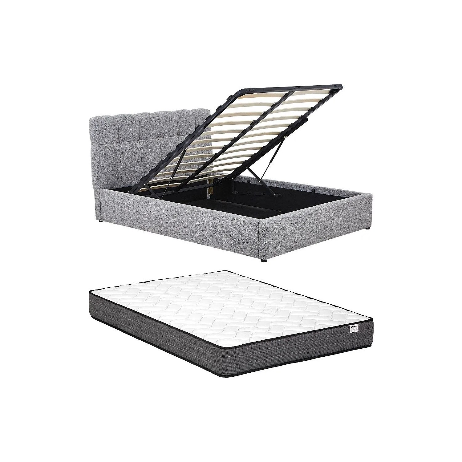 Vente-unique Bett Mit Bettkasten Maziri Grau 173 cm