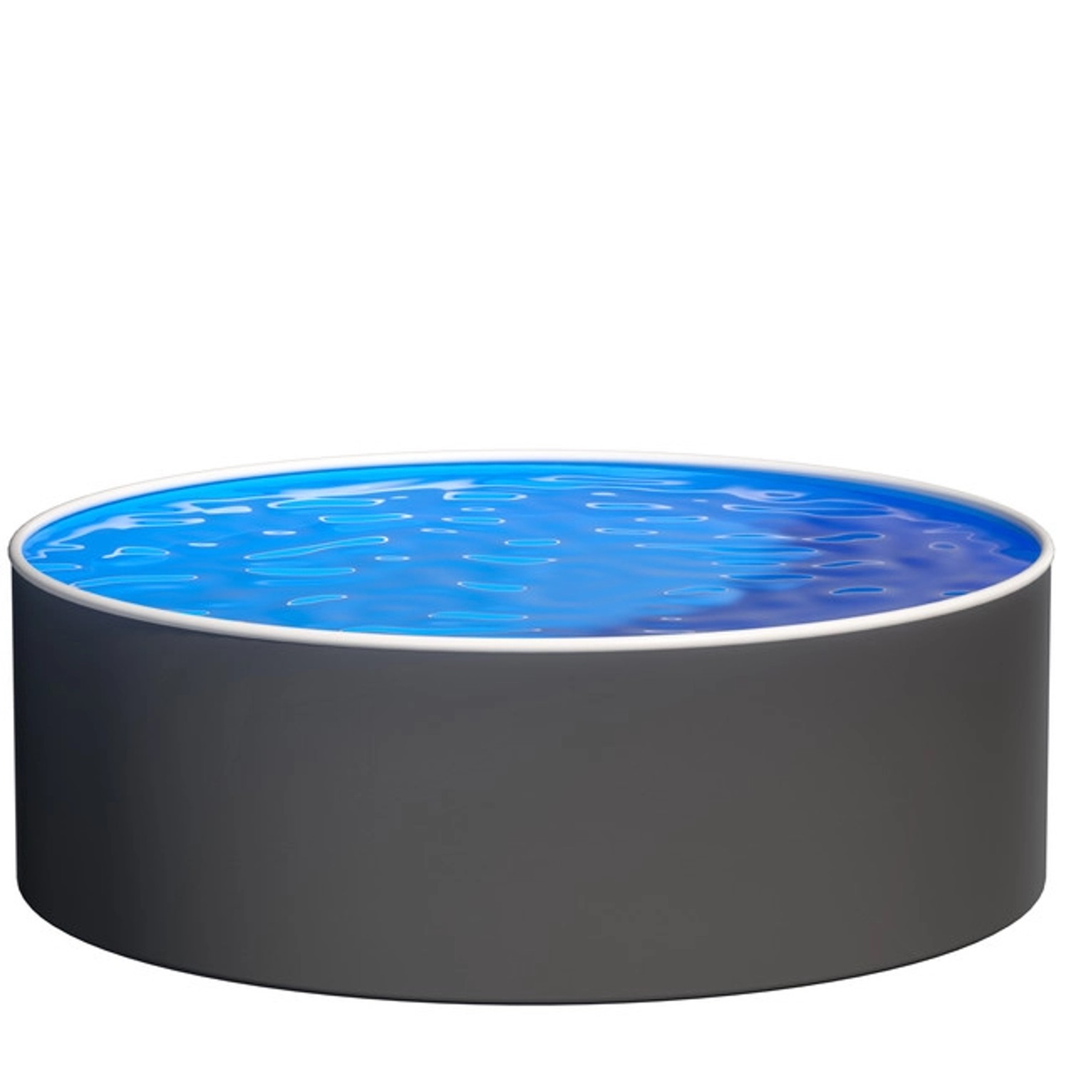 Poolomio Stahlwandpool Set Rund 360 x 90 cm Graphite Aufstellpool mit Innenfolie Skimmer und Einlaufdüse