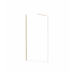 Duschparadies Walk in Duschabtrennung 90 x 200cm Duschwand 8mm NANO Glas mit 140cm Stabilisierungsstange Goldrahmen