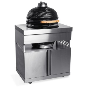 MyOutdoorKitchen Kamado Modul Stainless Collection mit schwarzem Kamado Grill.