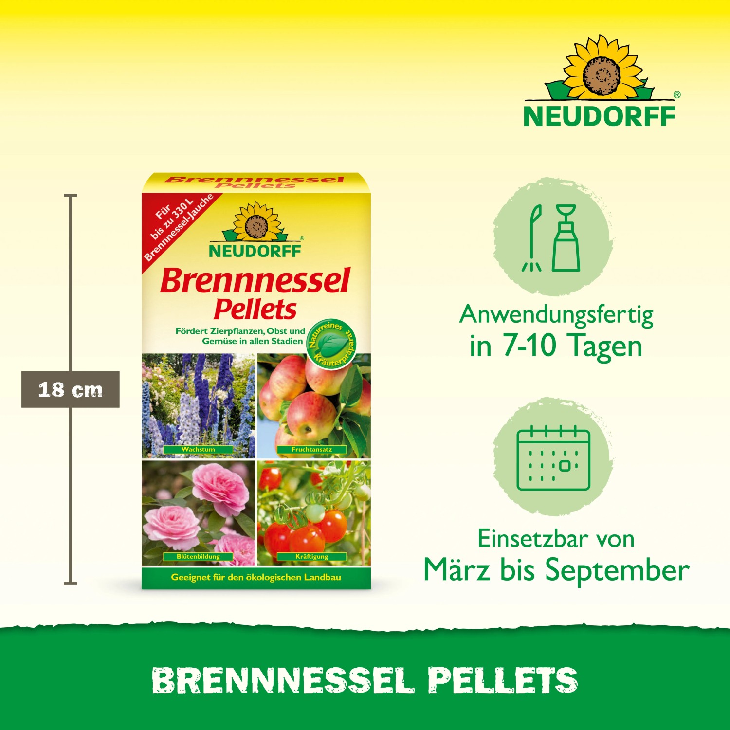 Neudorff Brennnessel Pellets 500g Packung zur Pflanzenstärkung und Förderung des Bodenlebens.