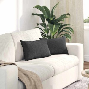 Zwei dunkelgraue vidaXL Sofakissen aus Cordstoff, 50x30 cm, auf weißem Sofa. Perfekt für Kissen & Kissenbezüge.
