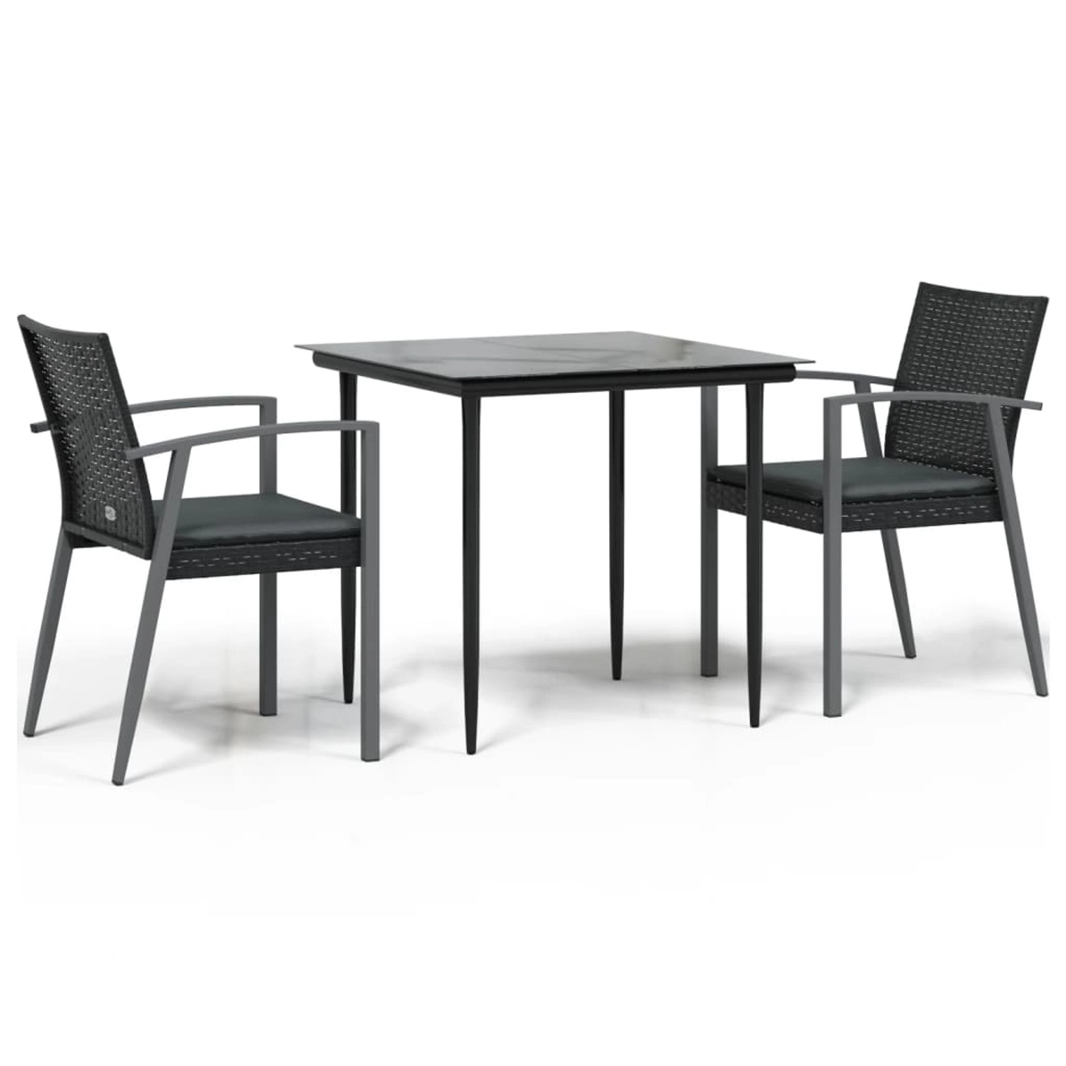 vidaXL 3-Tlg Garten-Essgruppe mit Kissen Poly Rattan und Stahl 3186971 günstig online kaufen