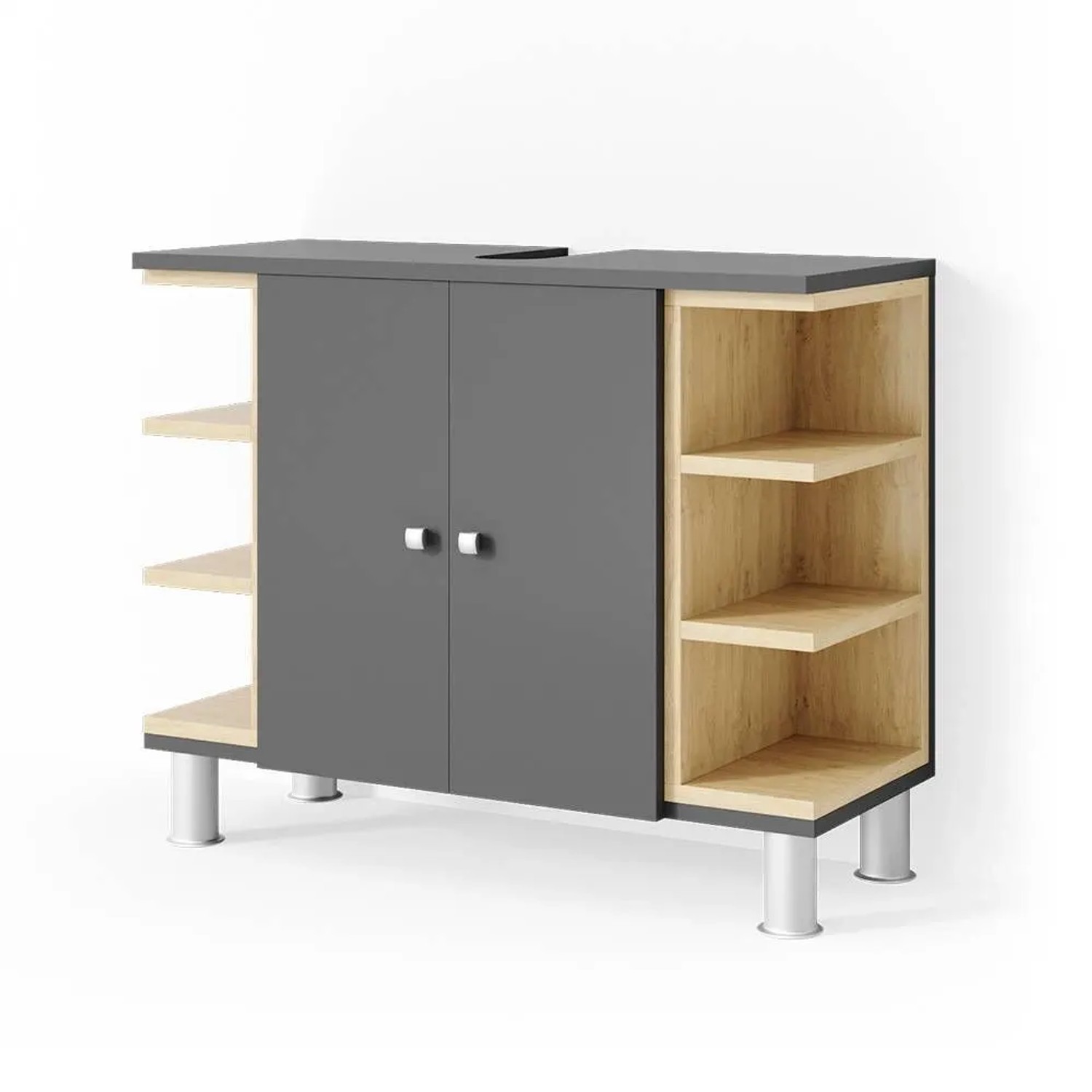 Vicco Waschbeckenunterschrank Aquis Anthrazit 80 x 64
