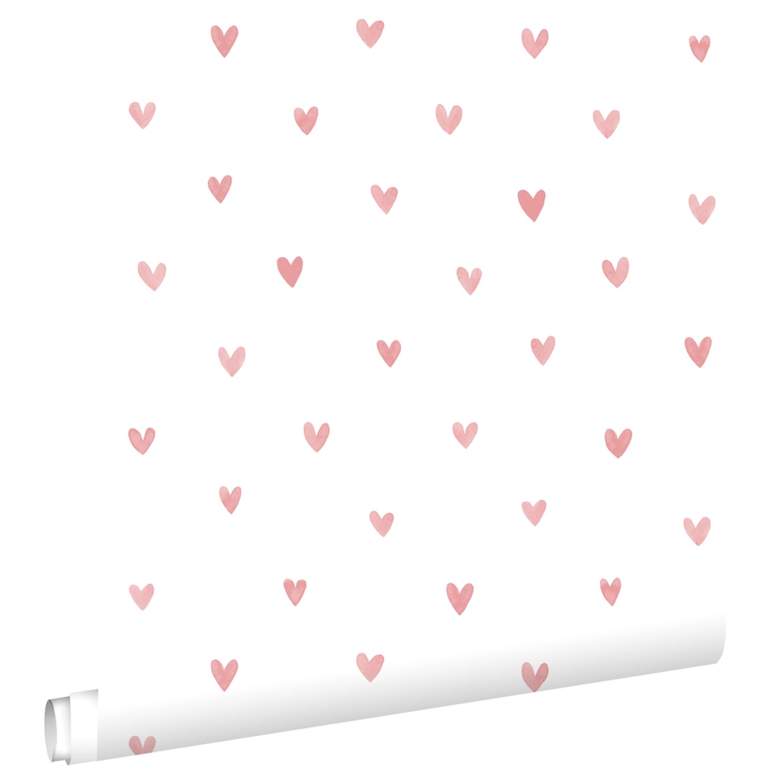 ESTAhome Tapete Herzchen Weiß und Terrakottarosa 50 x 900 cm günstig online kaufen