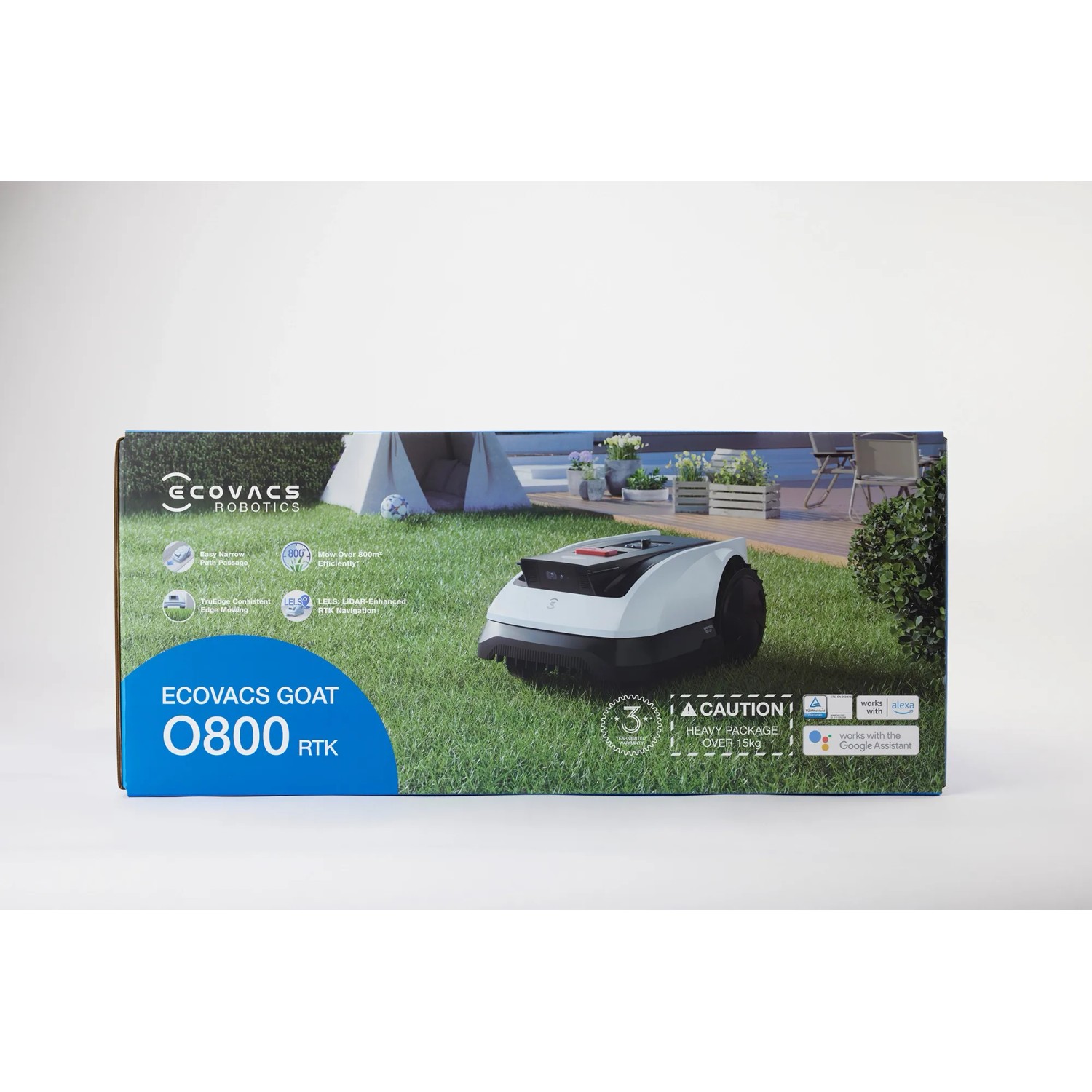 Verpackung des Ecovacs Goat O800 RTK Mähroboters ohne Begrenzungskabel, Rasenmäher für bis zu 800 m².
