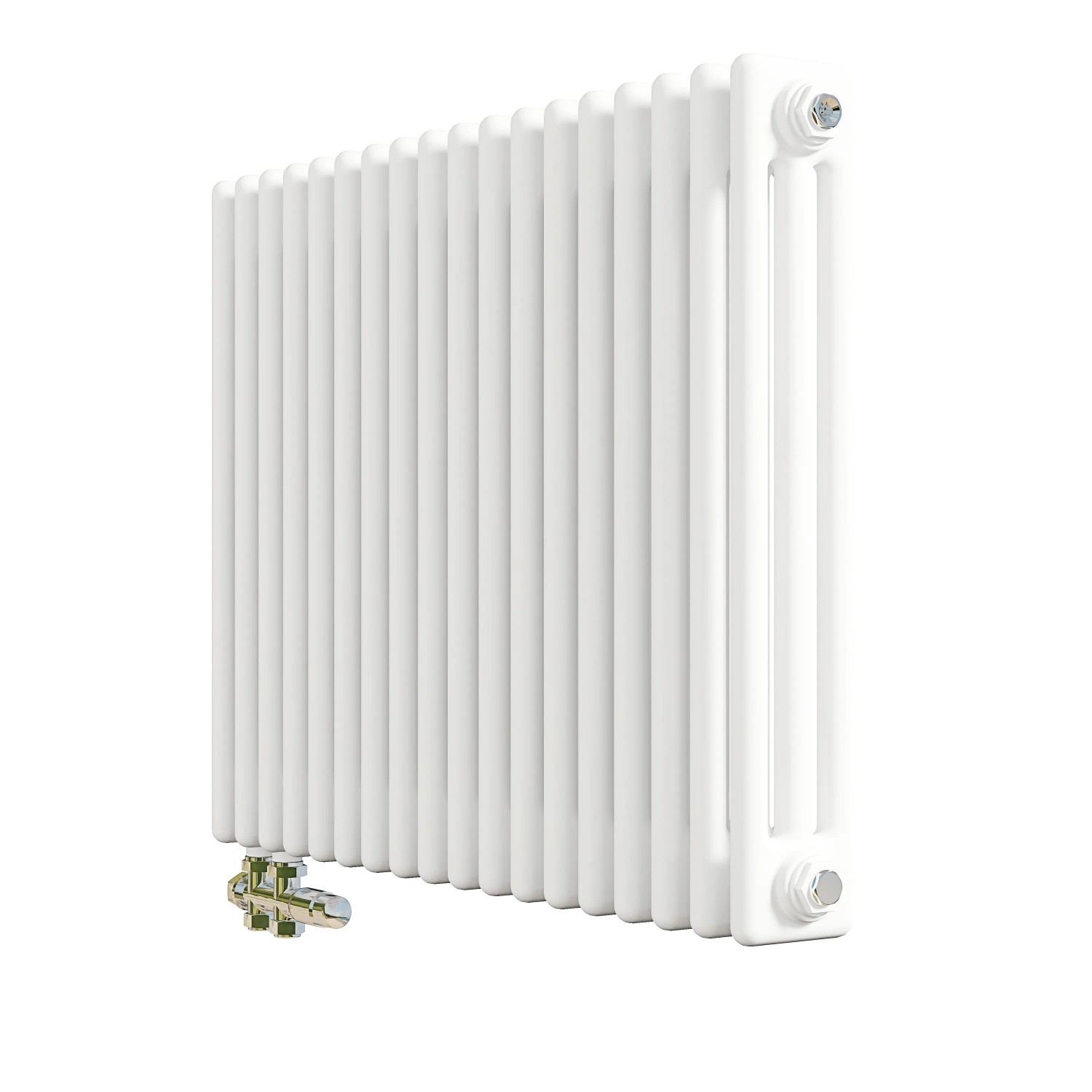 AICA Traditioneller Heizkörper 600 x 830 mm Gusseisenstil 3 Spalten mit Seitenanschluss Weiß 1270W
