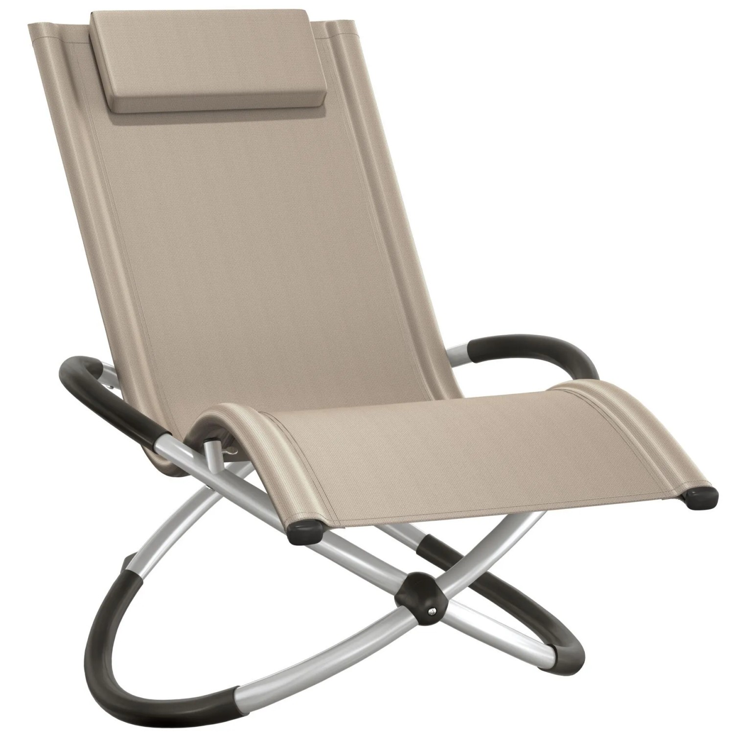 Tectake Sonnenliege Paulina Mit Textilene Ergonomisch  Atmungsaktiv  Widerstandsfähig und Faltbar  150 x 73 x 93 cm Beige