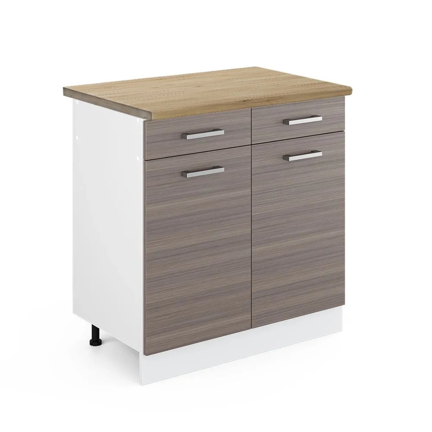 Vicco Küchenunterschrank R-Line Schubladenschrank für die Küche Grau Weiß 80 cm AP Eiche