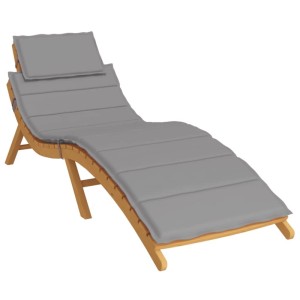 Graue vidaXL Sonnenliegen-Auflage aus Oxford-Gewebe auf Holzliege. Bequem, wasserabweisend für Garten & Terrasse.