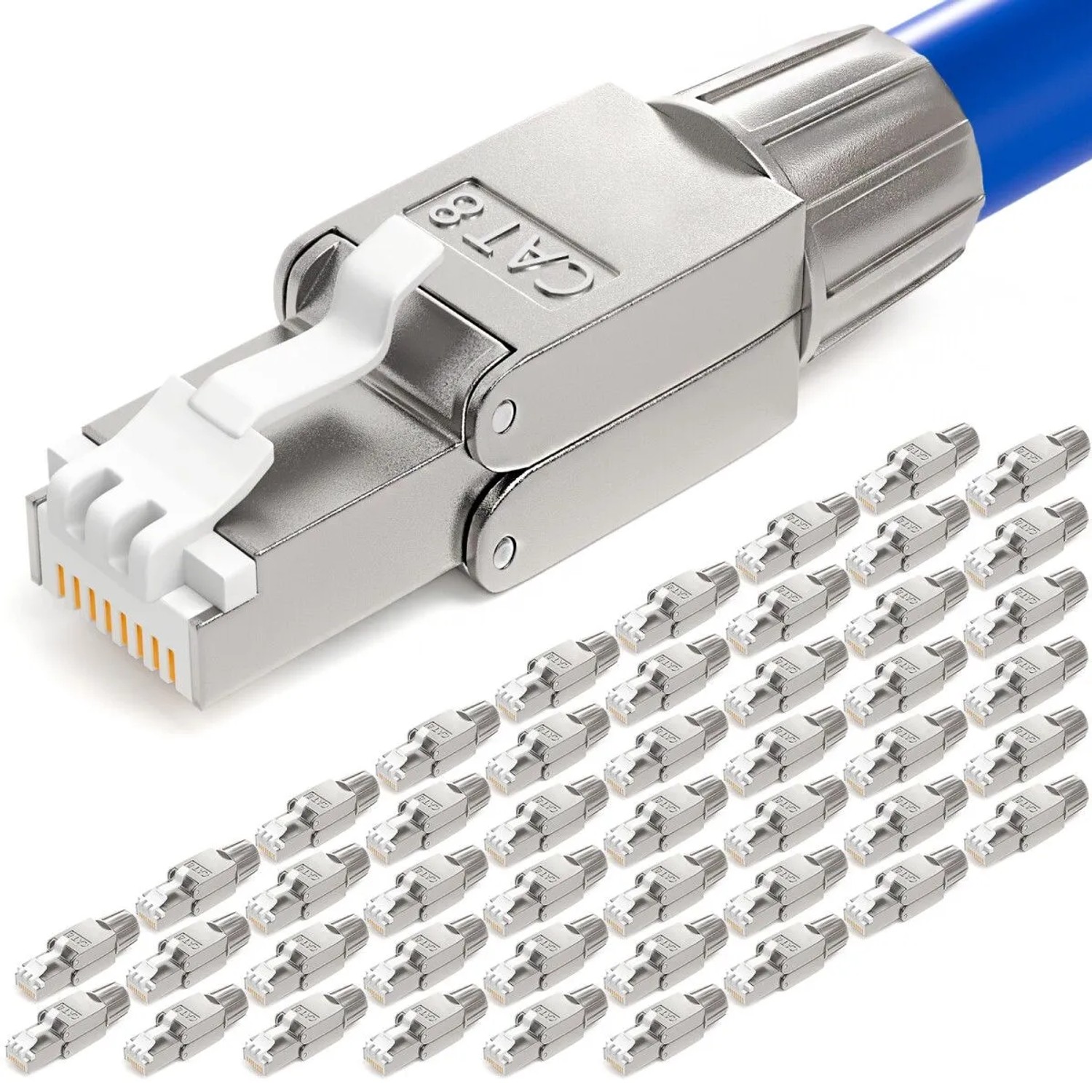 hb-digital 48x Netzwerkstecker CAT 8 RJ45 LSA STP Kontakte Vergoldet 50u