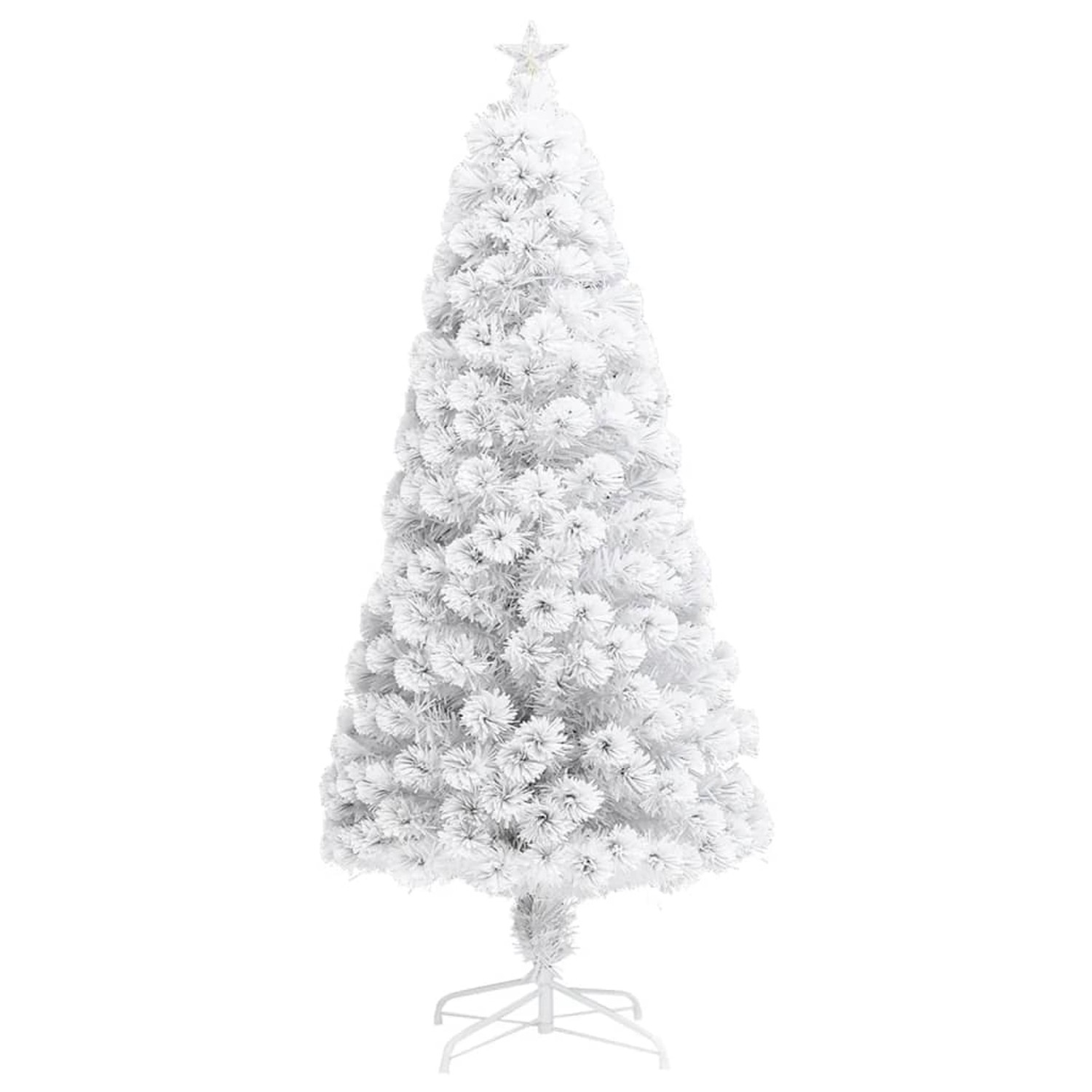 vidaXL Künstlicher Weihnachtsbaum mit Beleuchtung Weiß 150cm Glasfaser 328450