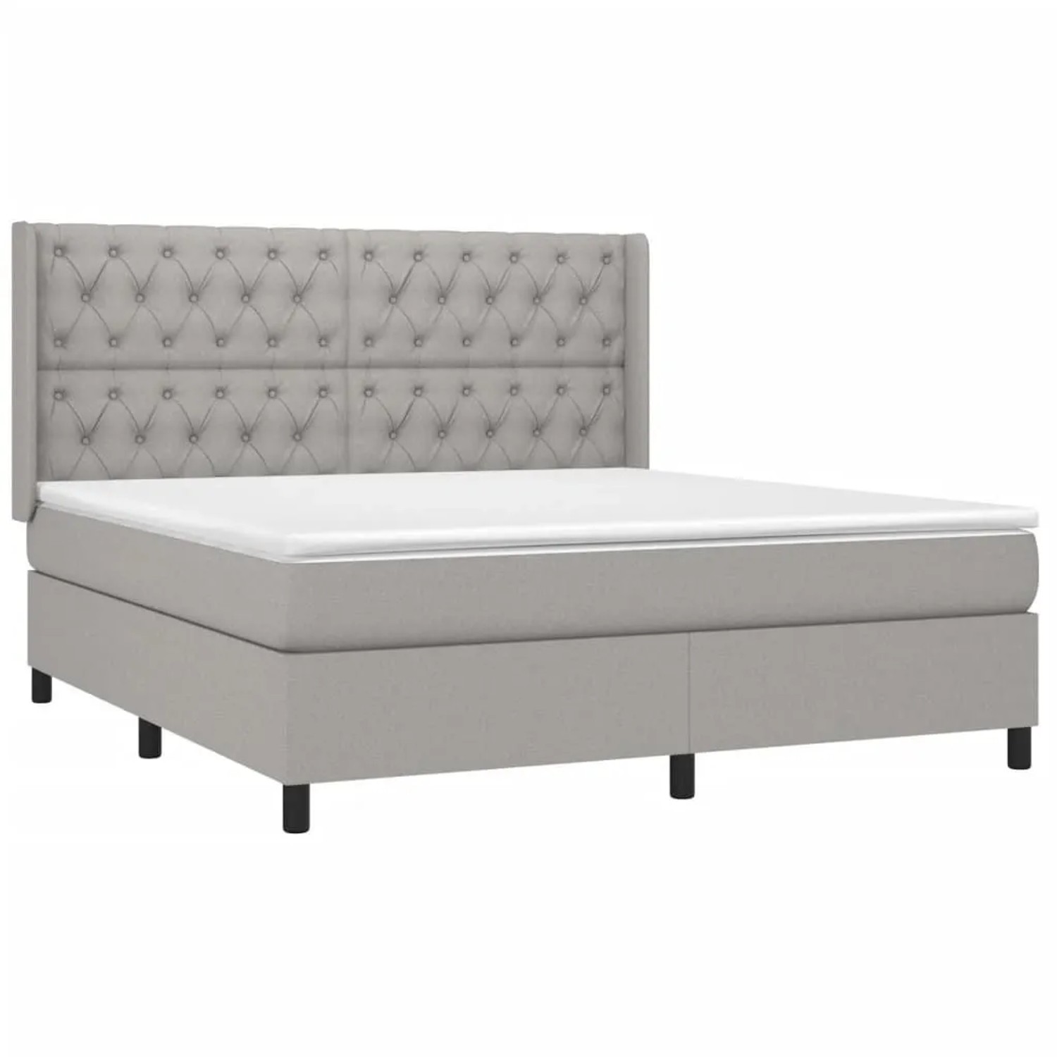vidaXL Boxspringbett mit Matratze & LED Hellgrau 160x200 cm Stoff 3138565 günstig online kaufen