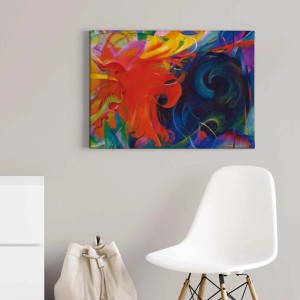 Buntes abstraktes Leinwandbild für Wohnzimmer & Schlafzimmer. Wandbild in Gemälde Optik.