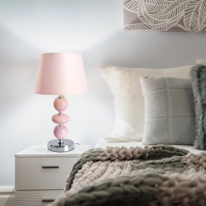 Rosa Näve Tischleuchte Araga aus Keramik, ca. 36 cm hoch, für Design-Tischlampen.