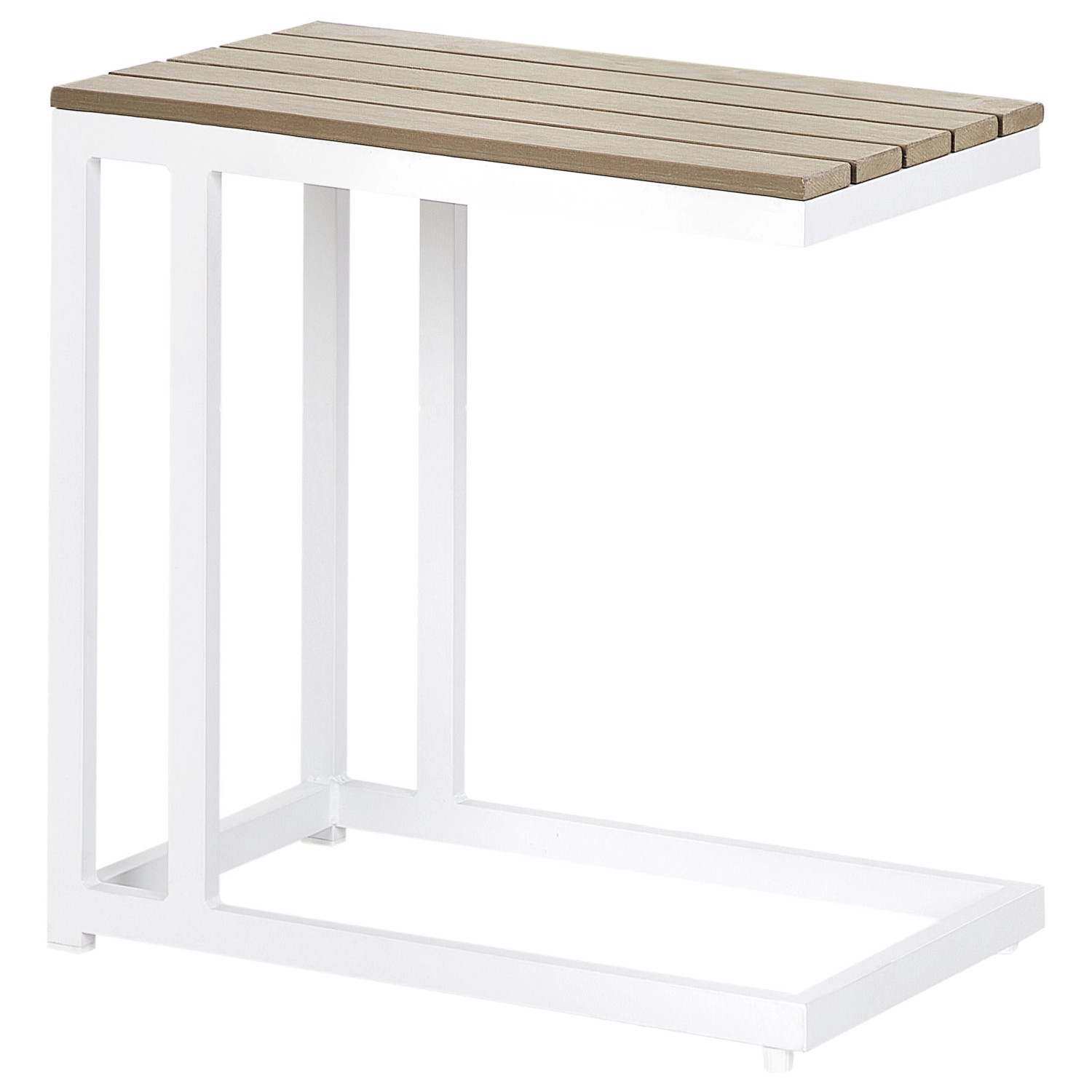 Beliani Gartentisch MESSINA Heller Holzfarbton Weiss 60x35x59 günstig online kaufen