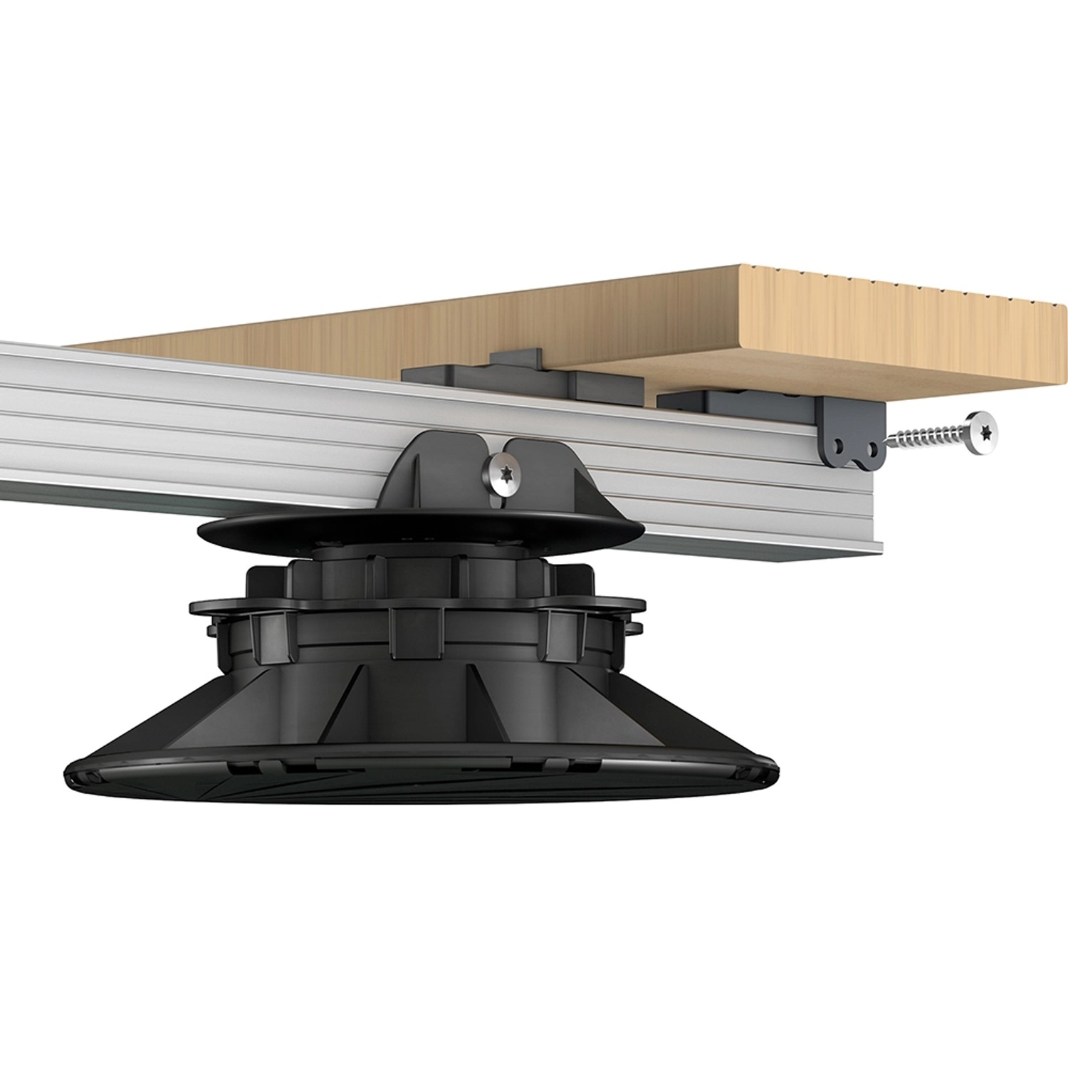 GSTerrassen Clip zur unsichtbaren Befestigung von Holzdielen auf Holz-Unterkonstruktion.