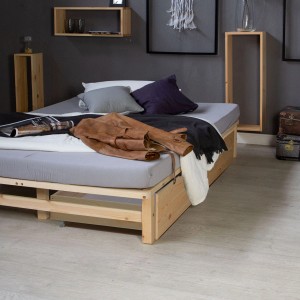 Homestyle4u Bett mit 2 braunen Bettkästen (82x22x53 cm) für mehr Stauraum im Schlafzimmer.
