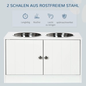 PawHut Hundenäpfe Erhöht mit 2 Edelstahlschüsseln