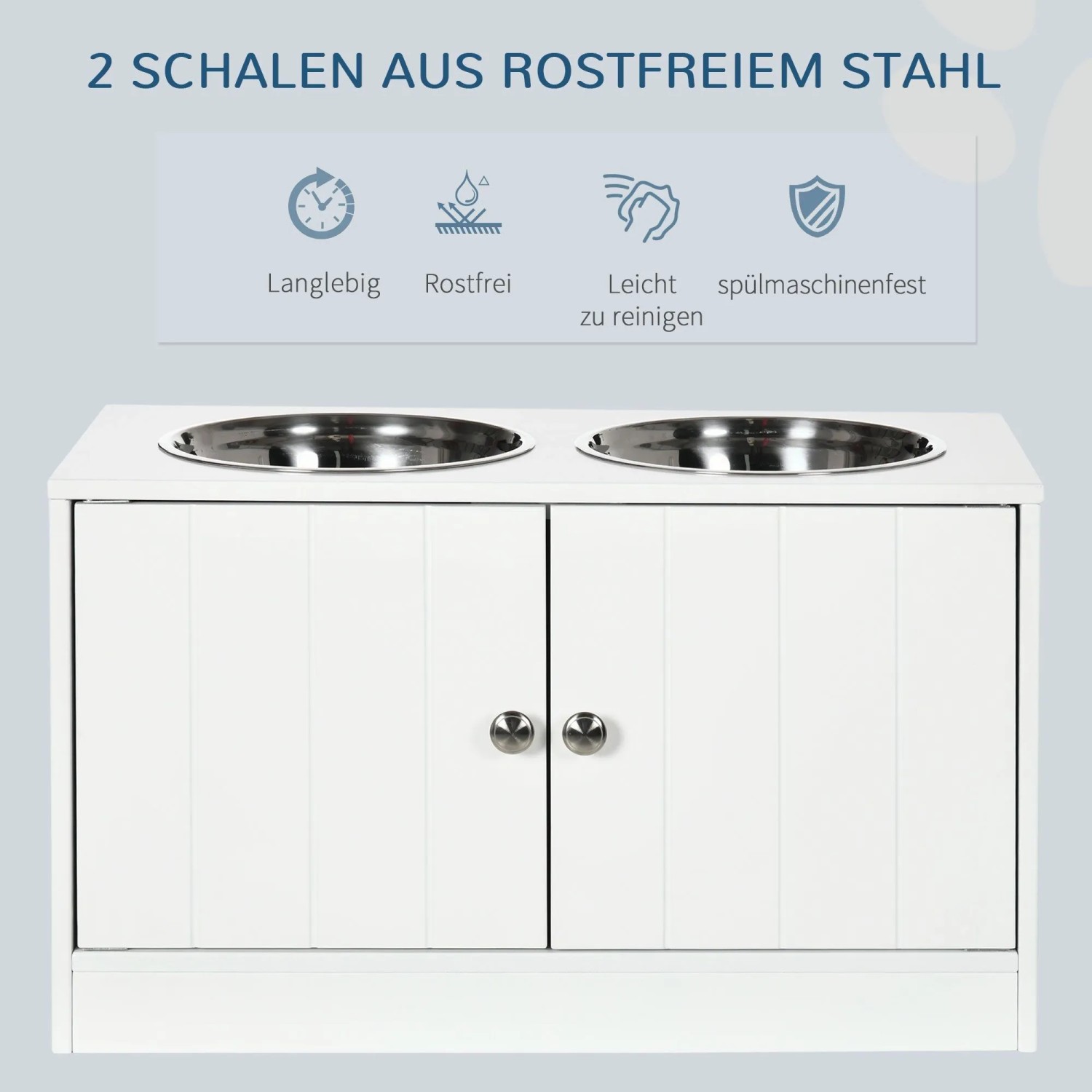 PawHut Hundenäpfe Erhöht mit 2 Edelstahlschüsseln_3