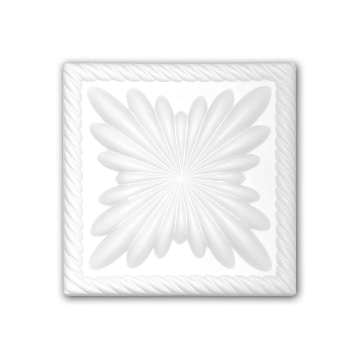PROFHOME 154013 Zierelement Türumrandung Stuckdekor aus Polyurethan 10,9 cm x 10,9 cm x 2,8 cm Weiß