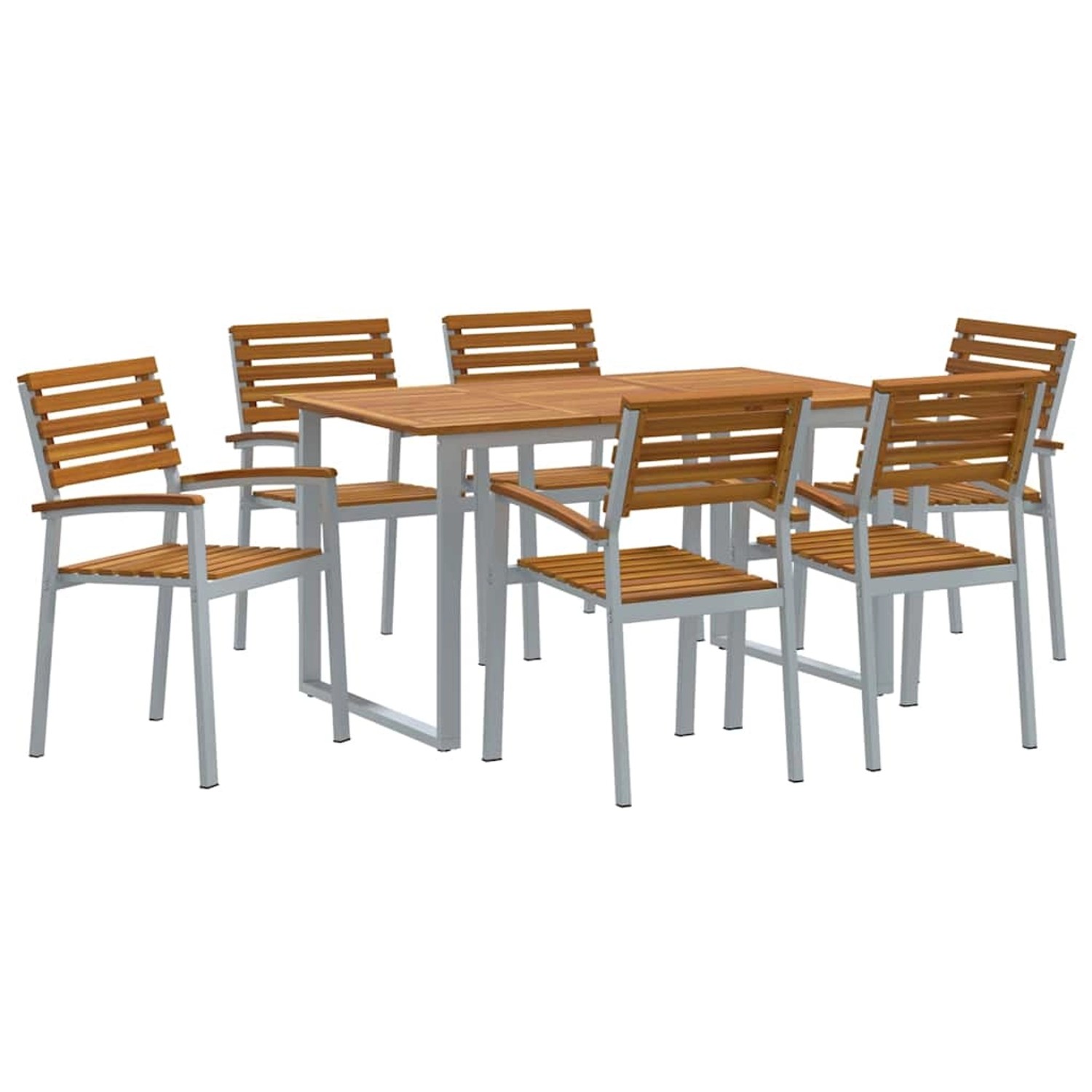 vidaXL Garten Essgruppe 7-Tlg Grau und Braun Akazie Massivholz 3284344 günstig online kaufen