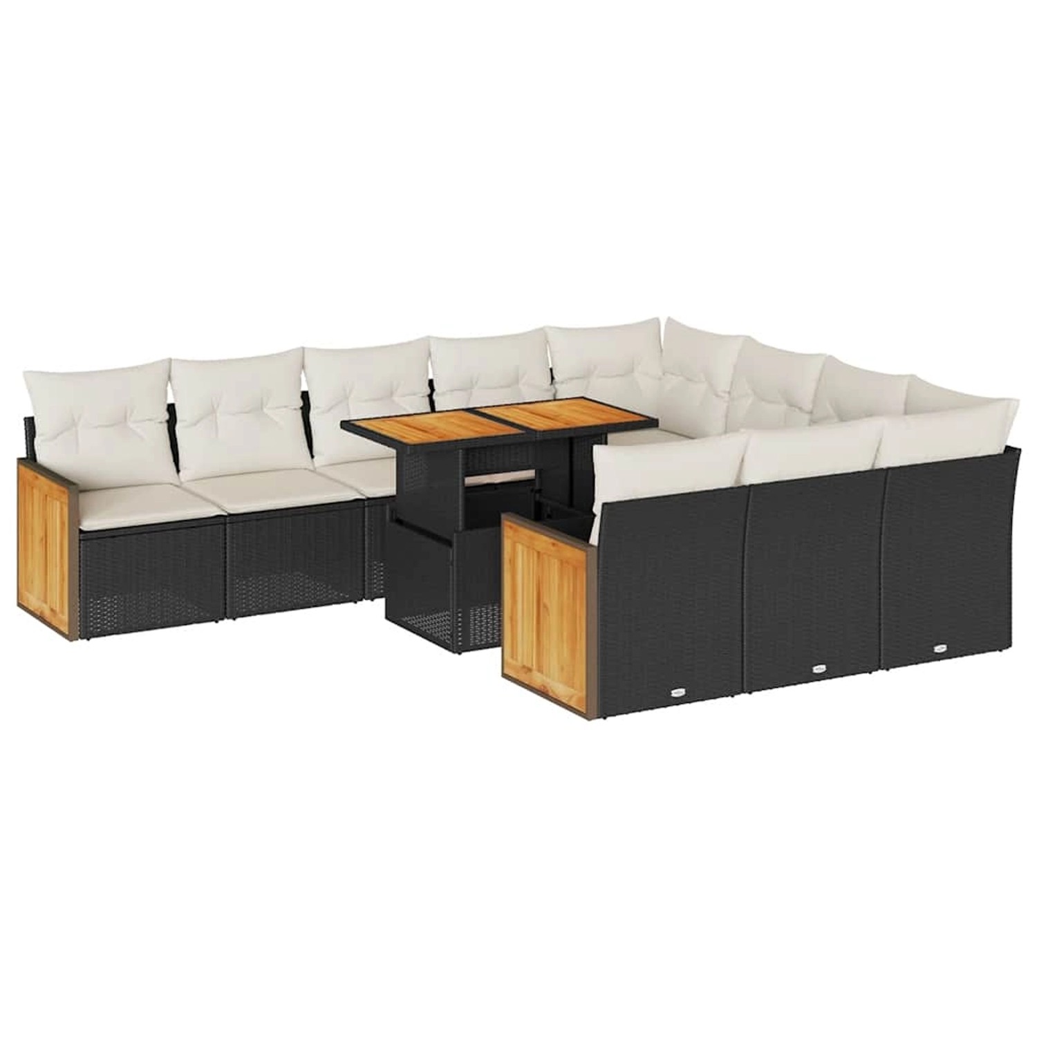 vidaXL 11-Tlg Garten-Sofagarnitur mit Kissen Schwarz Poly Rattan 3327759 günstig online kaufen